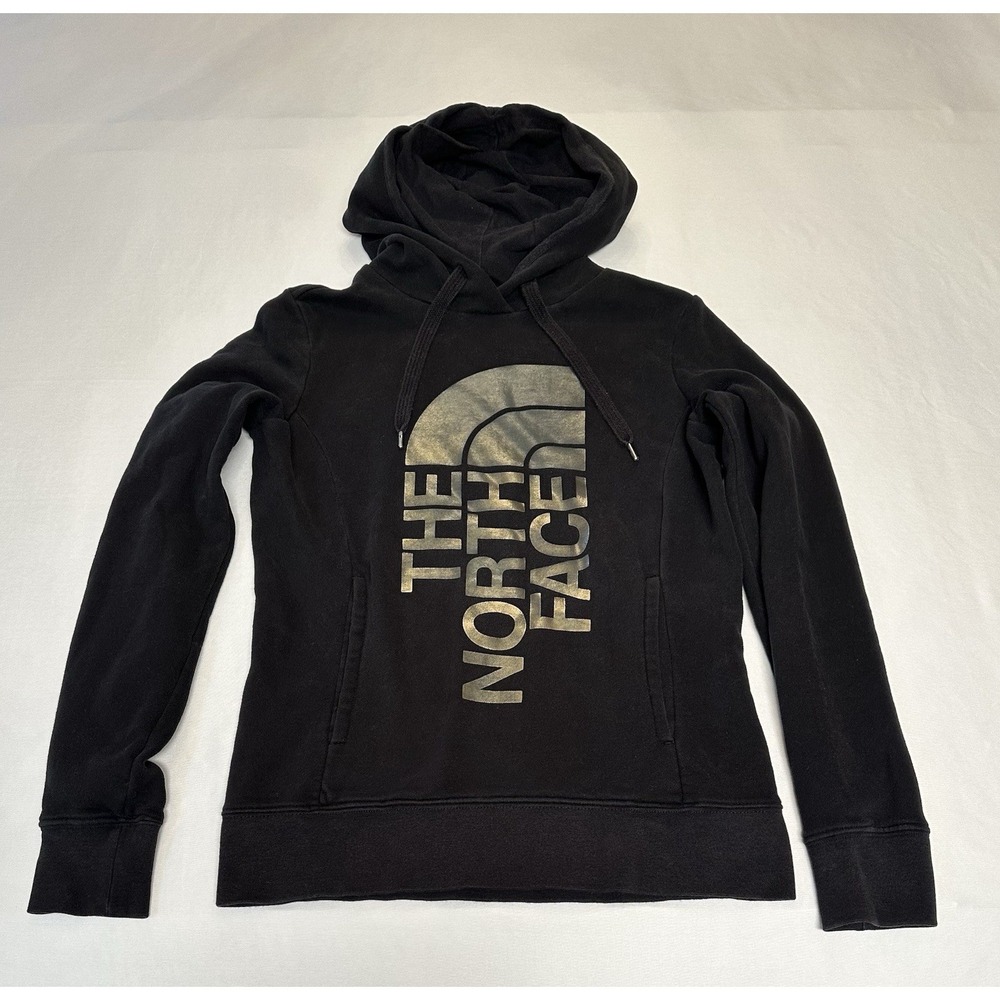 North Face Women's XS‎ Black Shiny Logo Hoodie